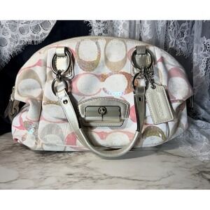 Coach Kristin Pink Sequin Op Art Shoulder Bag Hand Bag Hobo (A2960)
